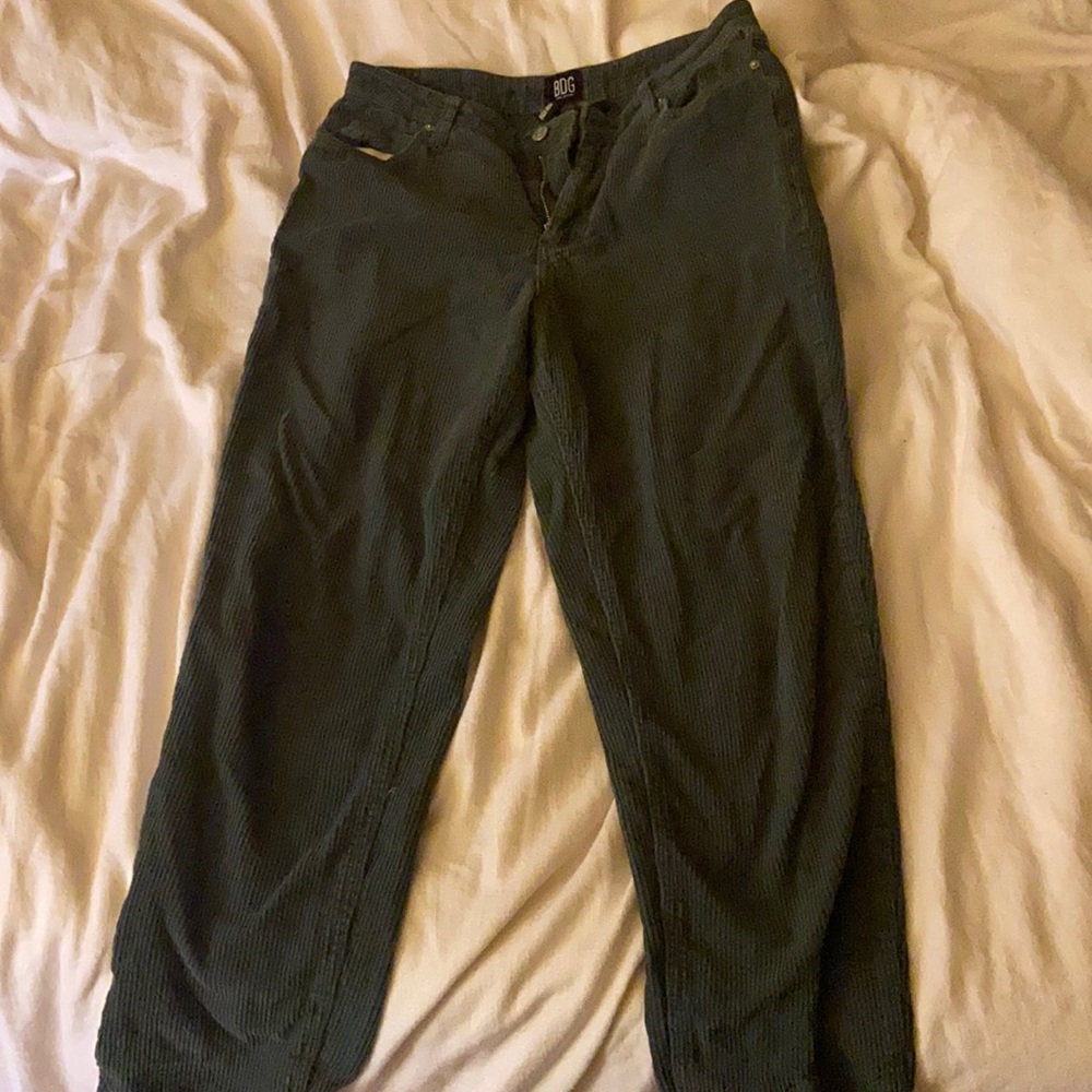 dark green BDG corduroy mom jeans